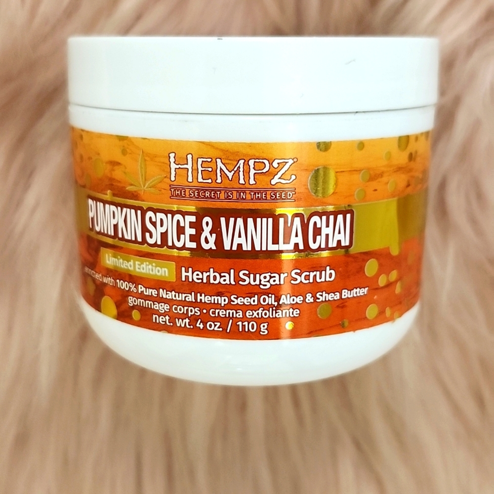 Brand New LIMITED EDITION HEMPZ PUMPKIN SPICE & VANILLA CHAI SHEA SUGAR SCRUB